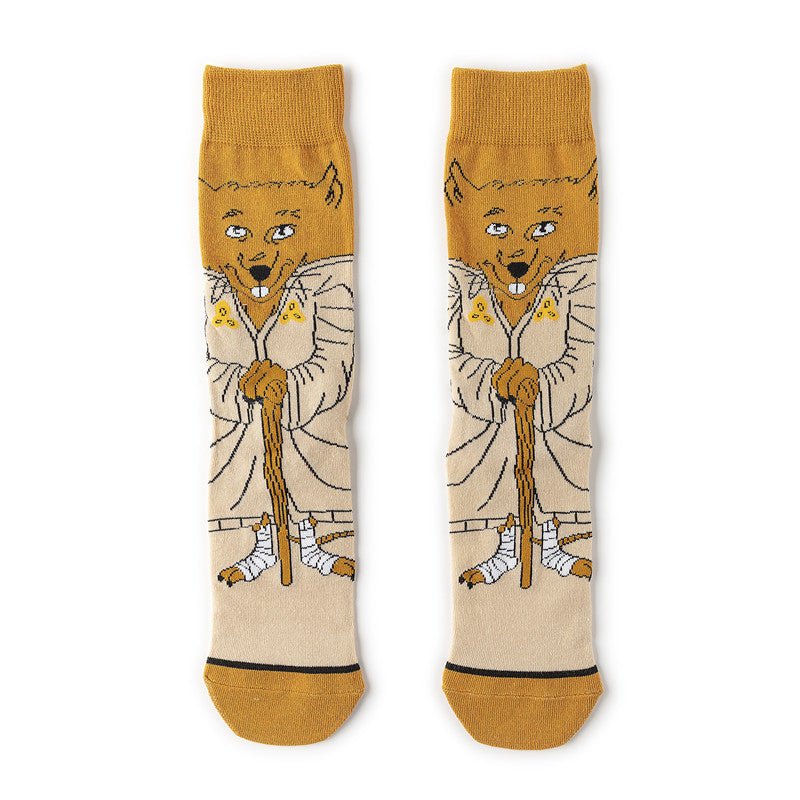 Male Cotton Animation Men's Women's Cartoon Socks Men's Socks Medium Stockings Combed Cotton Socks-5PRS
