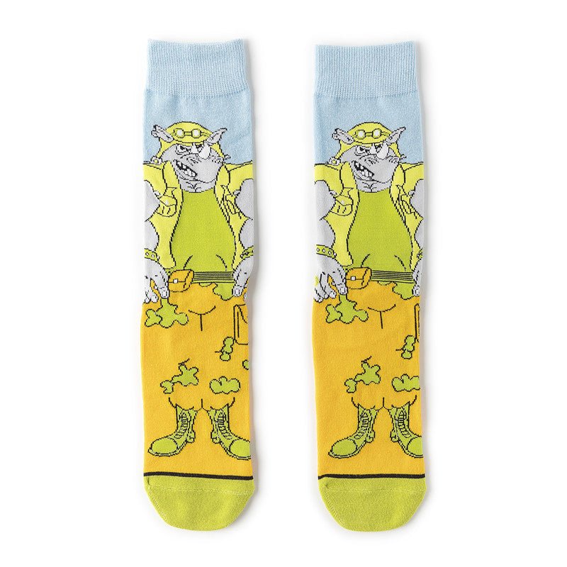 Male Cotton Animation Men's Women's Cartoon Socks Men's Socks Medium Stockings Combed Cotton Socks-5PRS