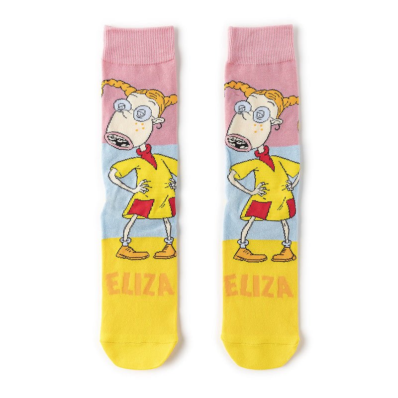 Medium Tube Personalized Animation Cartoon Comic Socks Male and Female Skateboard Cotton Socks-5PRS