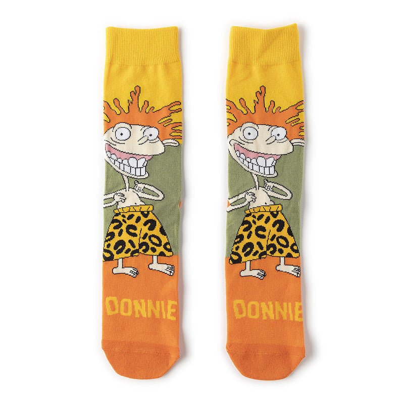 Medium Tube Personalized Animation Cartoon Comic Socks Male and Female Skateboard Cotton Socks-5PRS