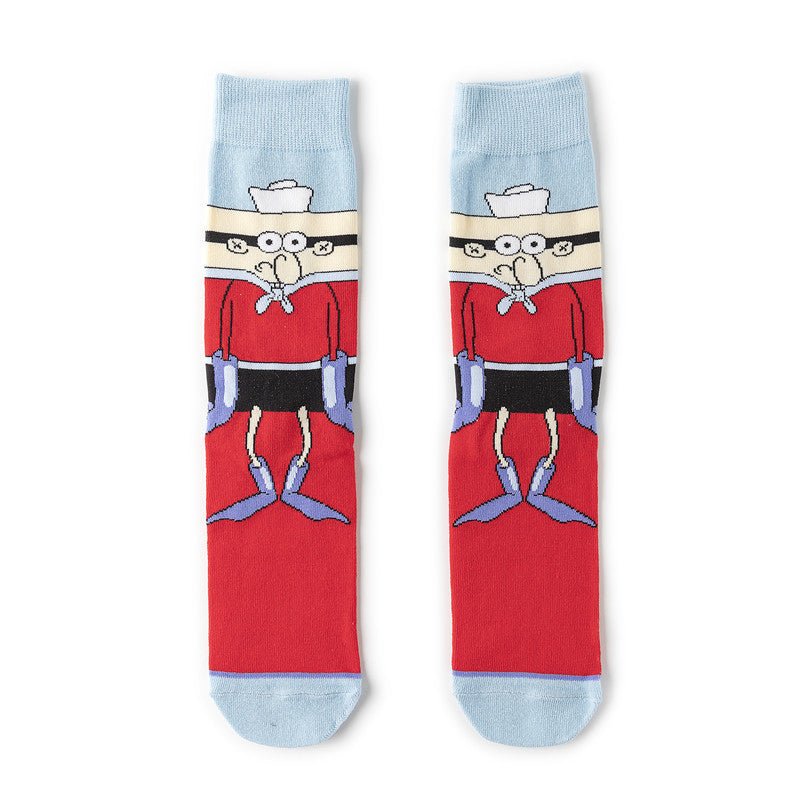 Medium Tube Personalized Animation Cartoon Comic Socks Male and Female Skateboard Cotton Socks-5PRS
