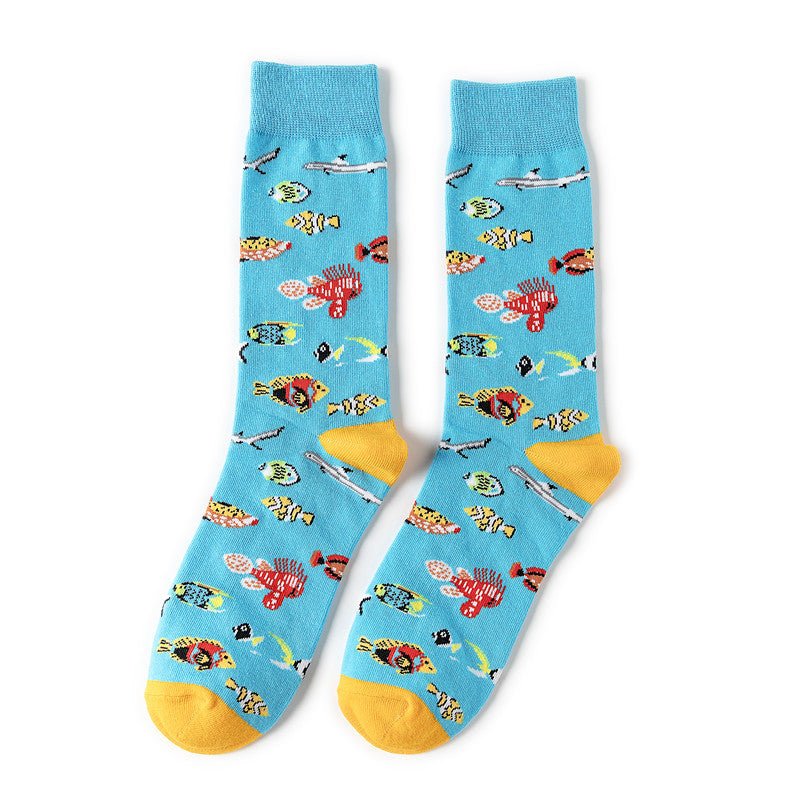 New Male Manufacturer Trend Cartoon Socks Women's Cotton Animation Socks Men's Socks Wholesale Animal Socks-5PRS