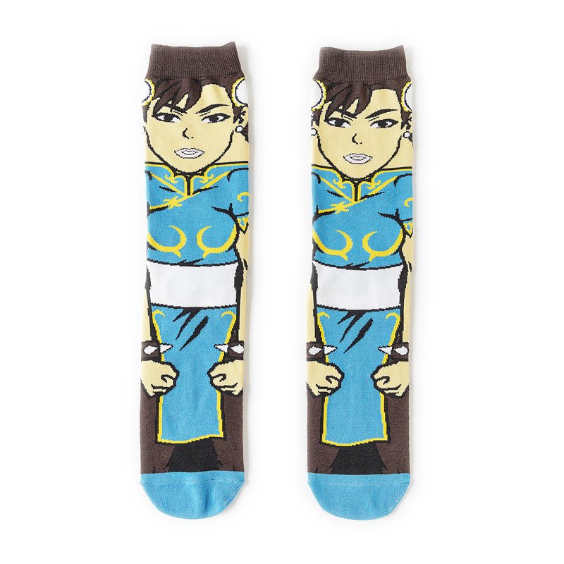 Male Cotton Cartoon Female Pattern Medium Tube Animation Socks Personalized Ins Trendy Cotton Socks-5PRS