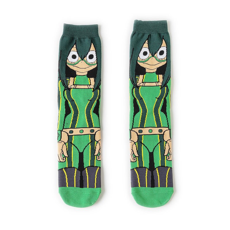 Male Cotton Cartoon Female Pattern Medium Tube Animation Socks Personalized Ins Trendy Cotton Socks-5PRS