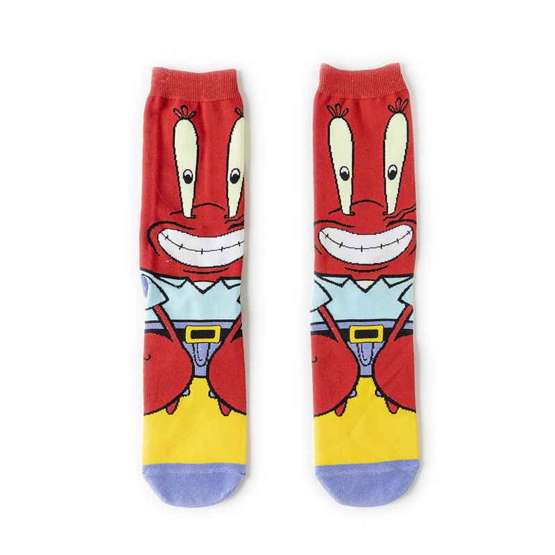 Male Cotton Cartoon Female Pattern Medium Tube Animation Socks Personalized Ins Trendy Cotton Socks-5PRS