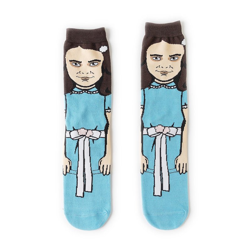 Male Cotton Cartoon Female Pattern Medium Tube Animation Socks Personalized Ins Trendy Cotton Socks-5PRS