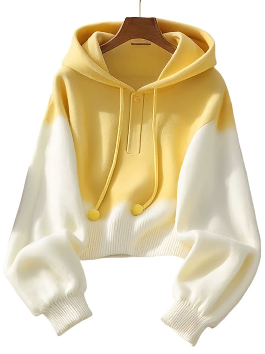 Yellow Ombre Hoodie Sweater: Cloudcore Pullover Women’s Lazy Chic Autumn Soft Girl