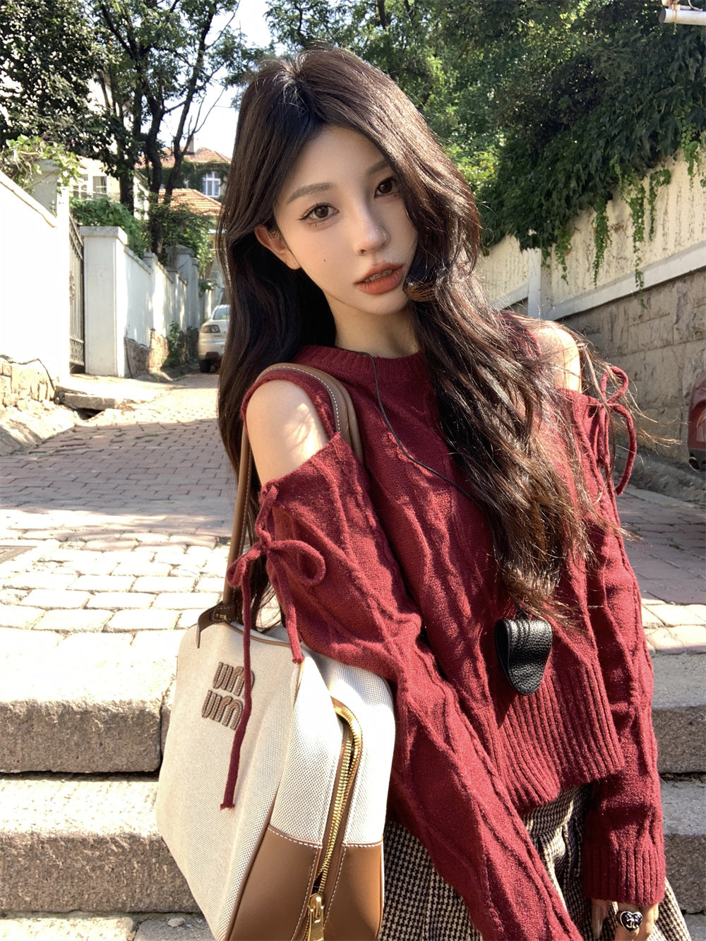 GothLite Red Knit Vest: Doll Collar Vintage Sweater Top, Korean Academia Style
