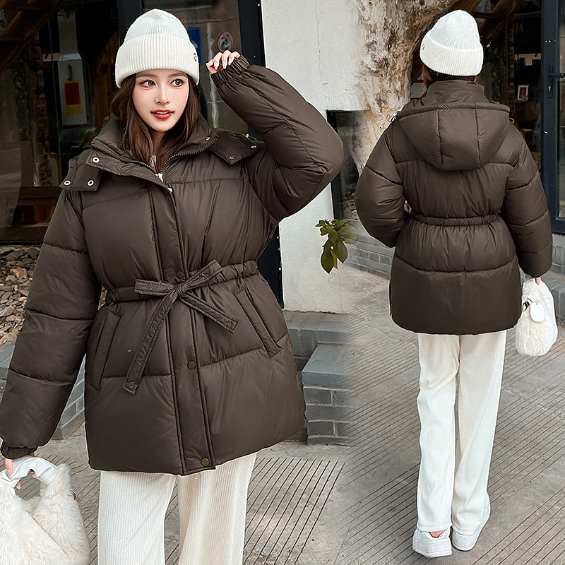 Winter Women’s Oversized Cropped Puffer Jacket, Short Cotton-Padded Coat College Style Loose Fit, Warm Cozy Outerwear