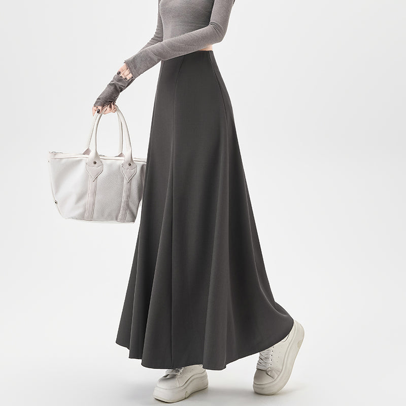 Fall Winter Fashion Skirt: Women’s Splice Design Casual A-Line Flare Slim Fit
