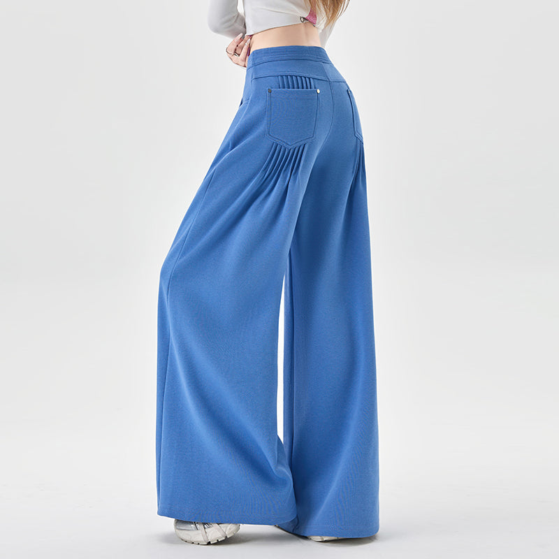 Slouch Wide-Leg Pants: Women’s Curved Hem Lazy Wind Autumn Casual Versatile Stock Image
