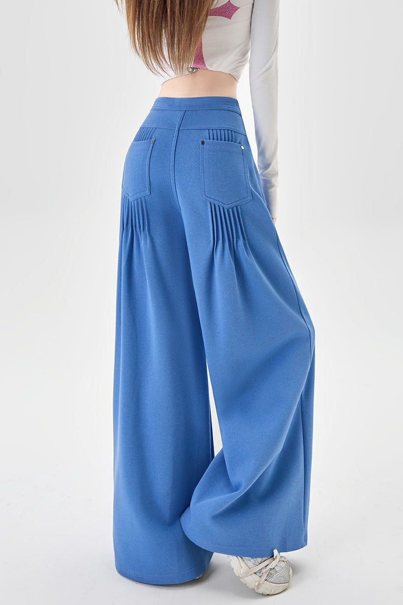 Slouch Wide-Leg Pants: Women’s Curved Hem Lazy Wind Autumn Casual Versatile Stock Image