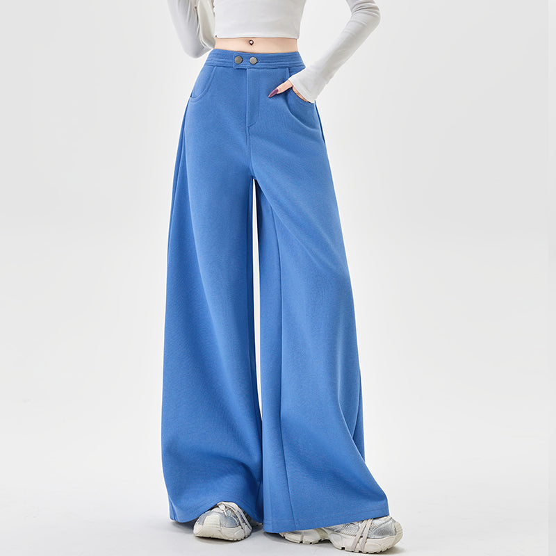 Slouch Wide-Leg Pants: Women’s Curved Hem Lazy Wind Autumn Casual Versatile Stock Image