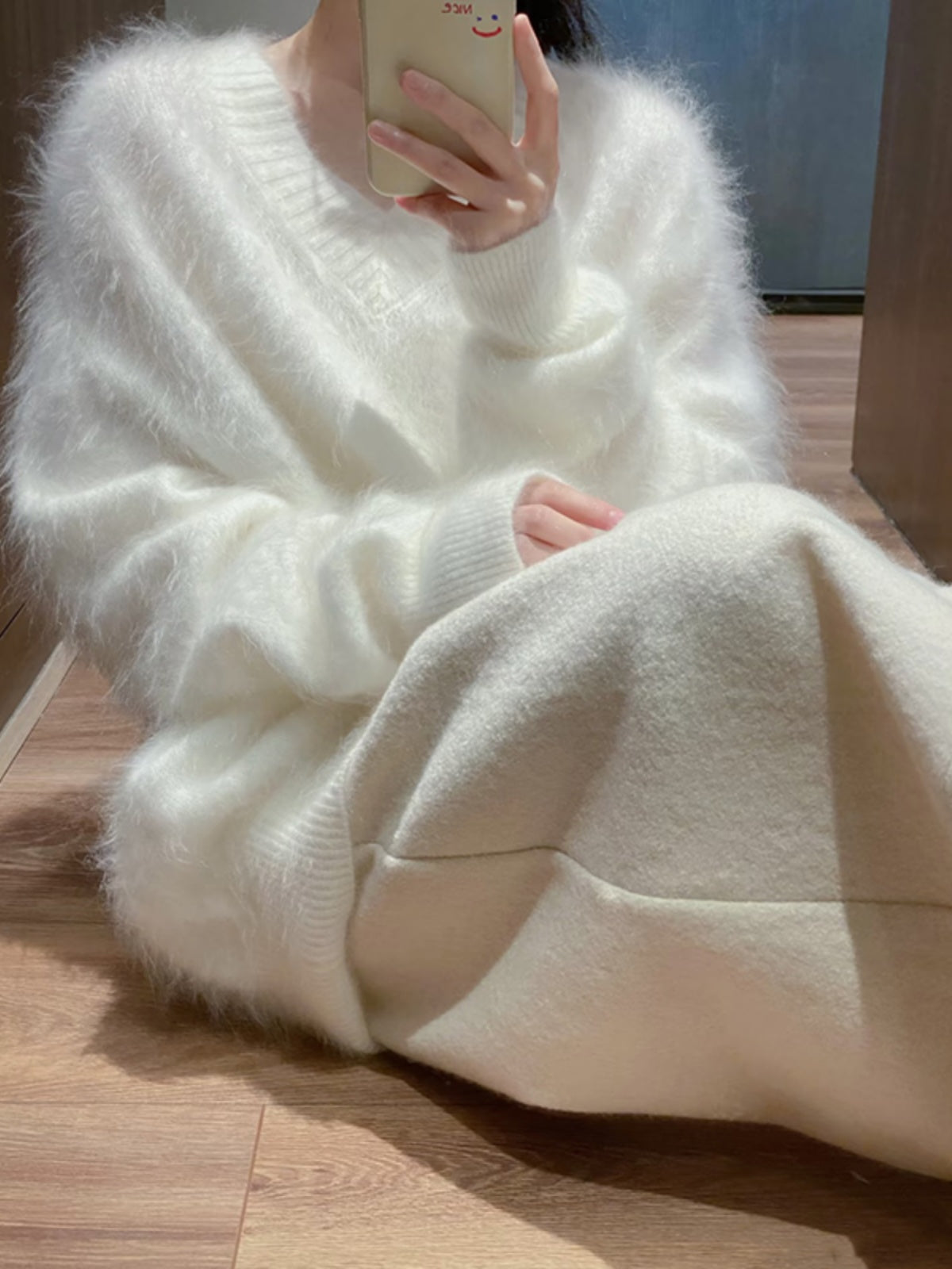 Powder Snow Vegan Fleece | Plush V-Neck Cocoon | 22% Fluffier Cloud-Knit