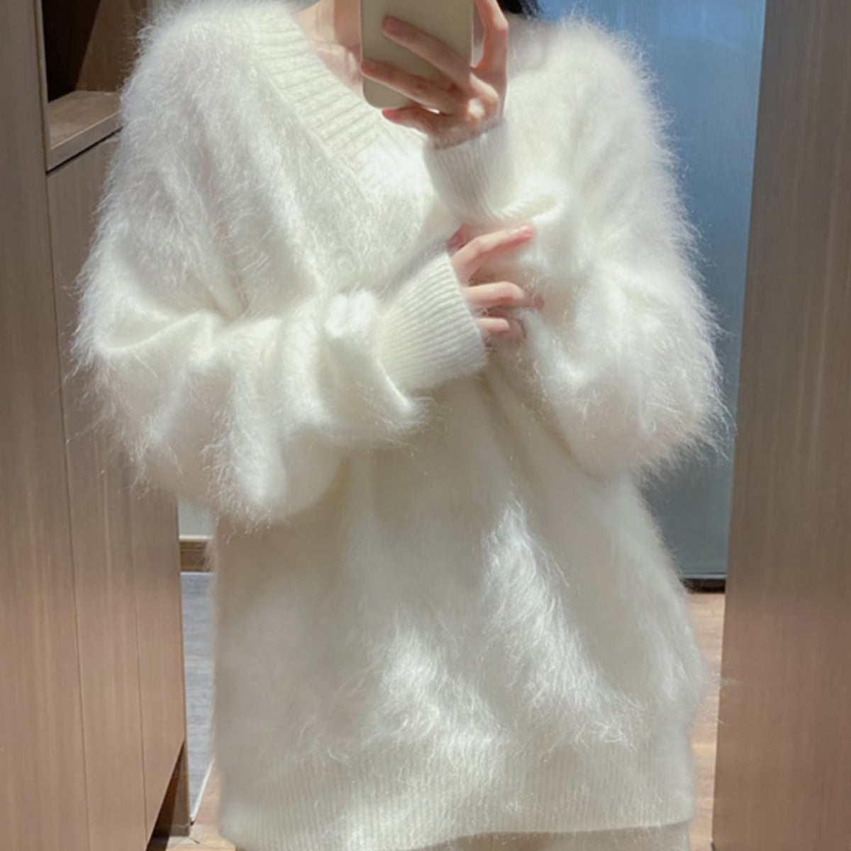 Powder Snow Vegan Fleece | Plush V-Neck Cocoon | 22% Fluffier Cloud-Knit