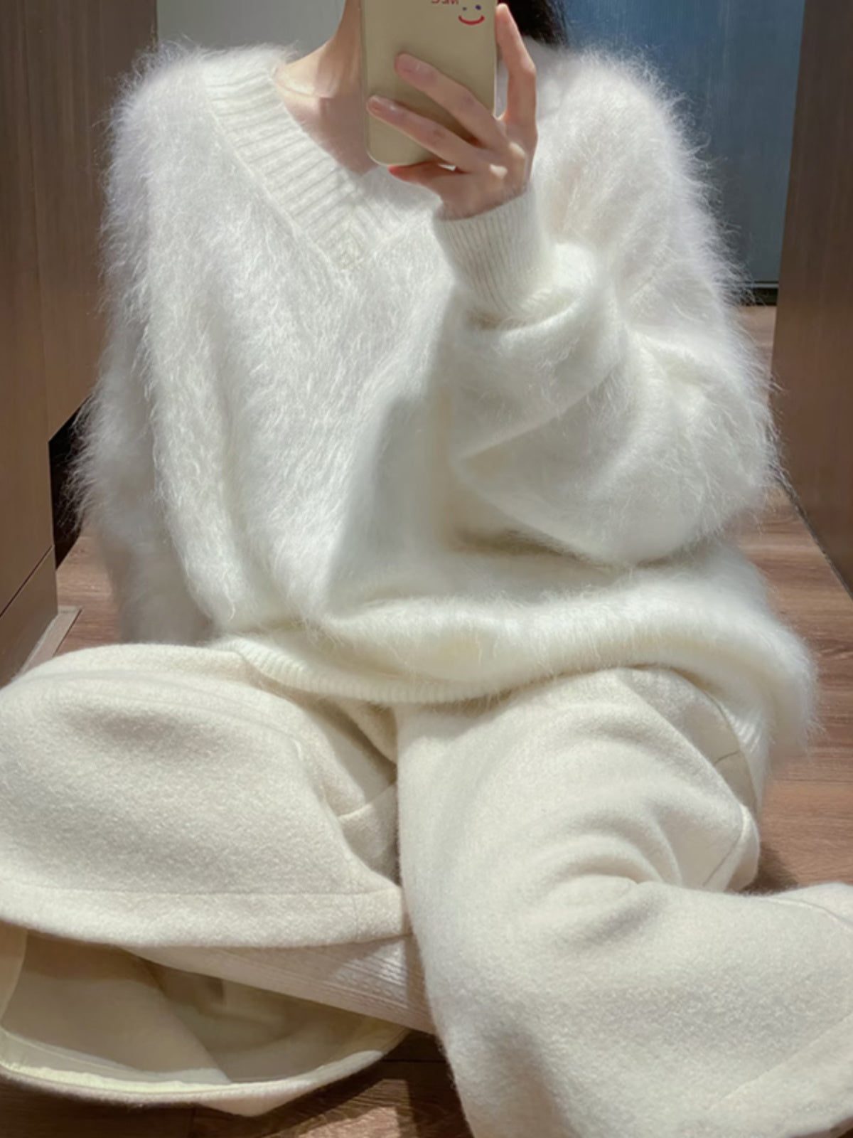 Powder Snow Vegan Fleece | Plush V-Neck Cocoon | 22% Fluffier Cloud-Knit
