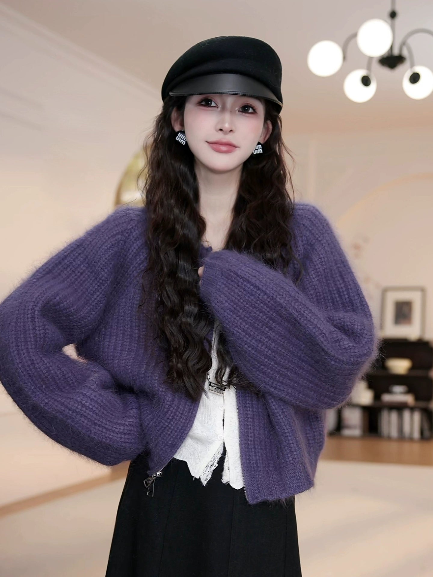Eco-Soft Lavender Knit Cardigan | 2025 Cozy Oversized Crewneck | Vegan Knitwear Essential