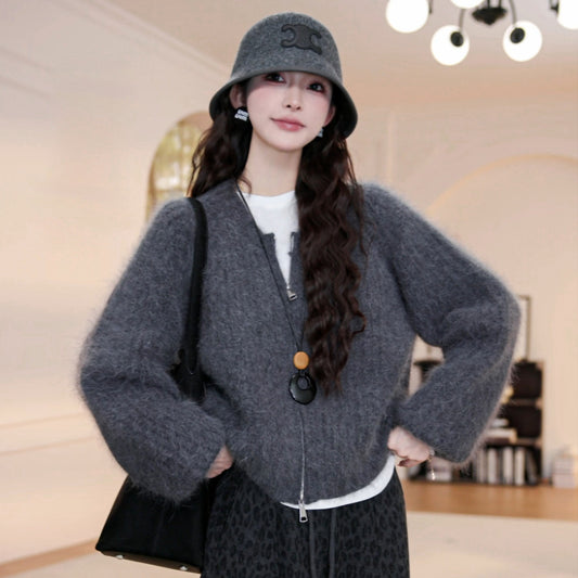 Eco-Soft Lavender Knit Cardigan | 2025 Cozy Oversized Crewneck | Vegan Knitwear Essential