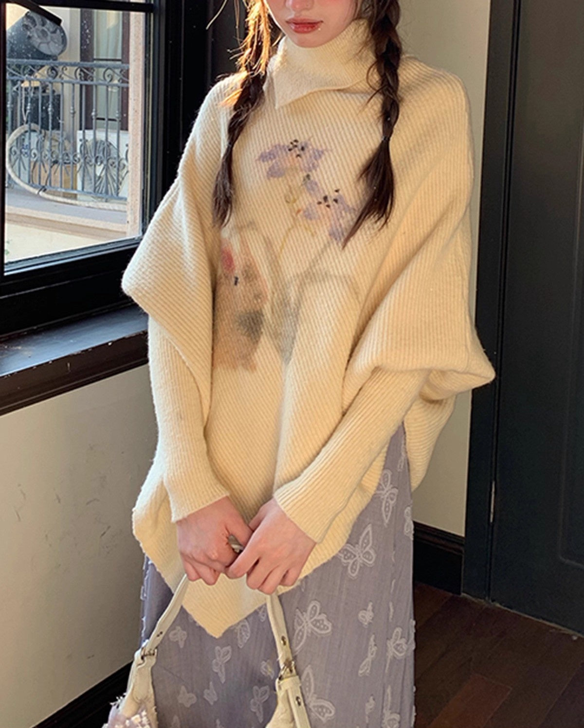 Vanilla Bean Vegan Knit | Curvy Turtleneck Set | Dolman Sleeve Loungewear