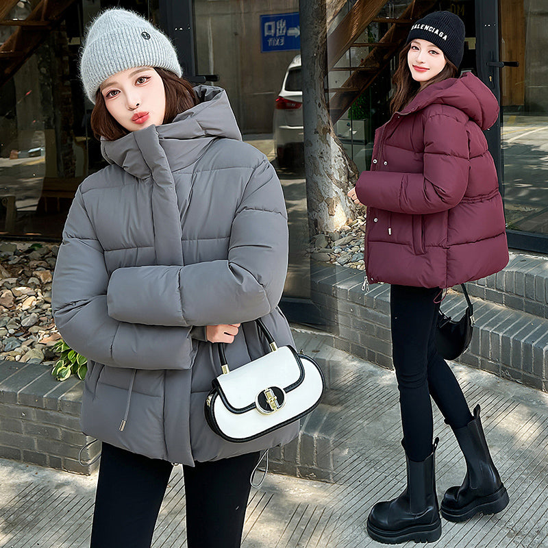 Plus Size Luxe Quilted Cocoon Parka Longline Winter Coat with Belt Accent