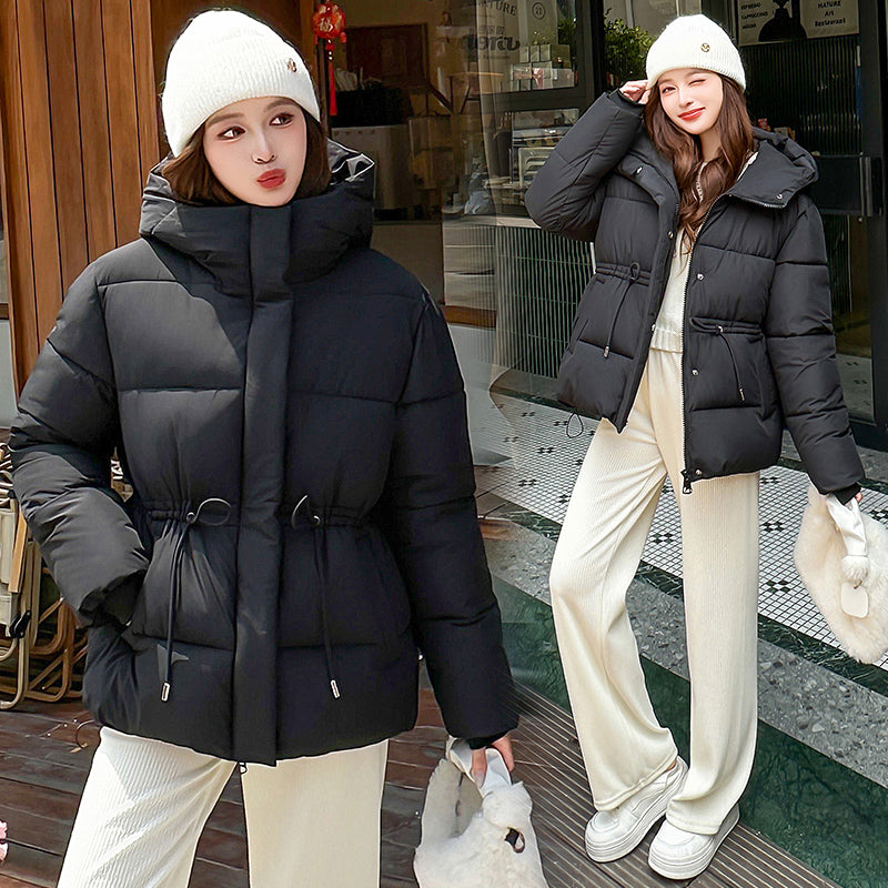 Plus Size Luxe Quilted Cocoon Parka Longline Winter Coat with Belt Accent
