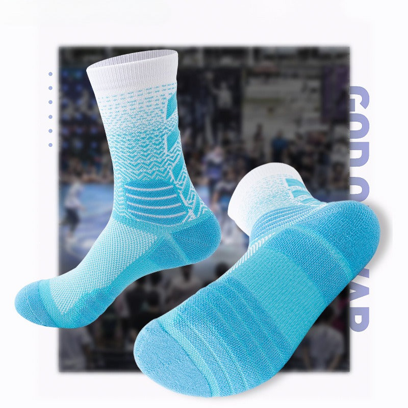 Gradually Change High-top Court Elite Socks, Thickened Competition Comprehensive Actual Combat Sports Socks Professional Basketball Socks