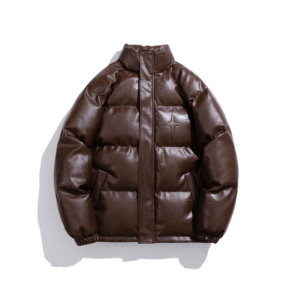 Oversized White Croc Jacket w/ Steel Letters - Trend Cotton Statement Coat