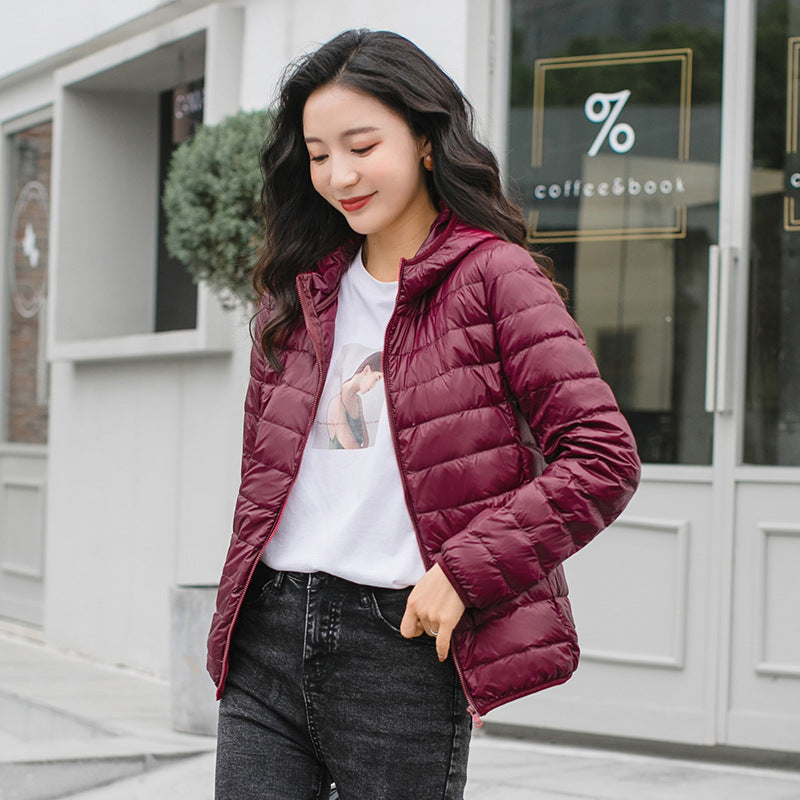 New Light Down Jacket Women's White Duck Down Hooded Down Jacket Women's Short Coat