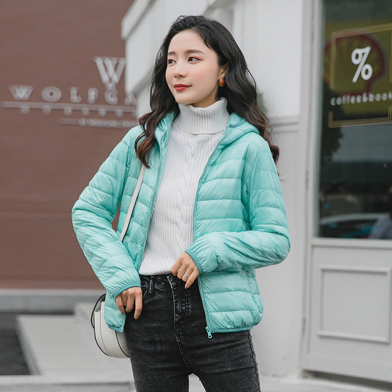 New Light Down Jacket Women's White Duck Down Hooded Down Jacket Women's Short Coat