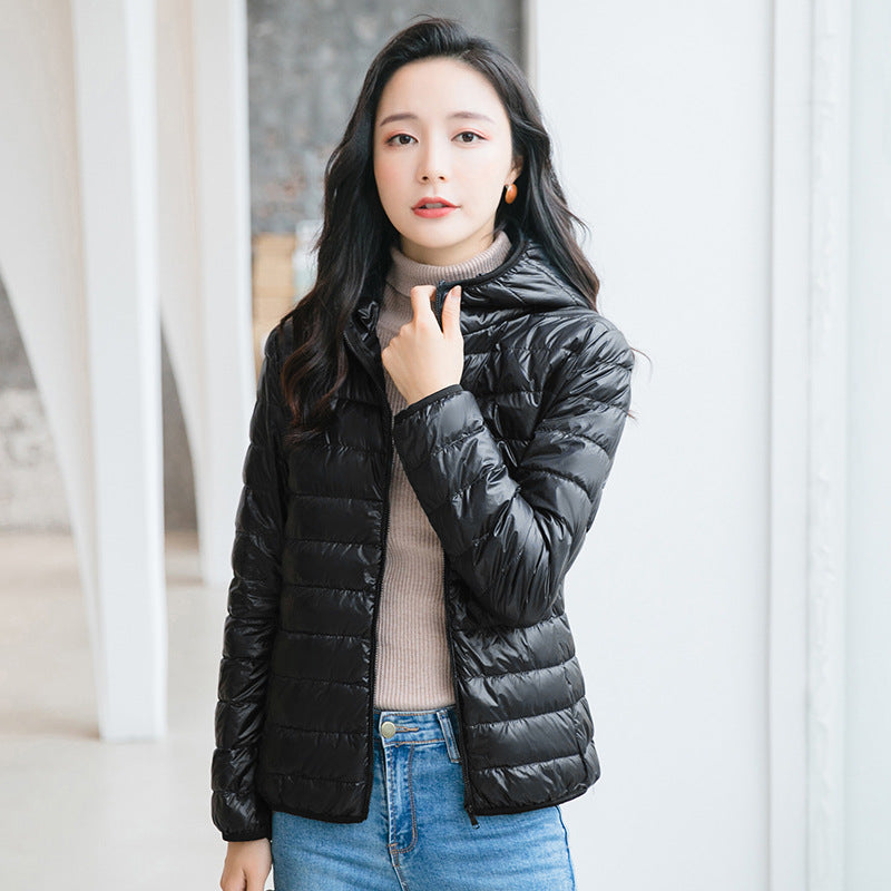 New Light Down Jacket Women's White Duck Down Hooded Down Jacket Women's Short Coat