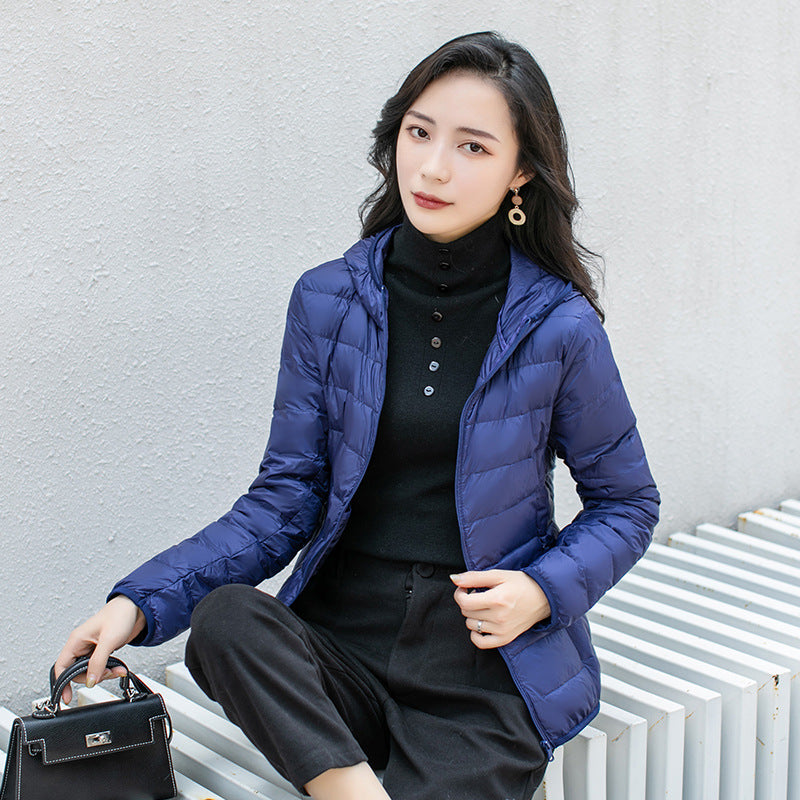 New Light Down Jacket Women's White Duck Down Hooded Down Jacket Women's Short Coat