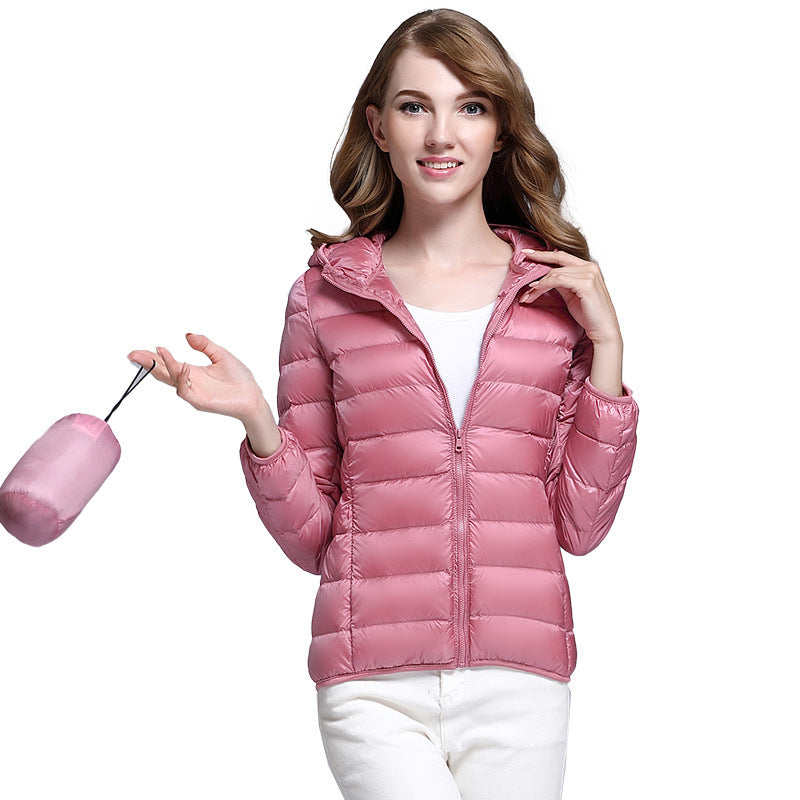 New Light Down Jacket Women's White Duck Down Hooded Down Jacket Women's Short Coat