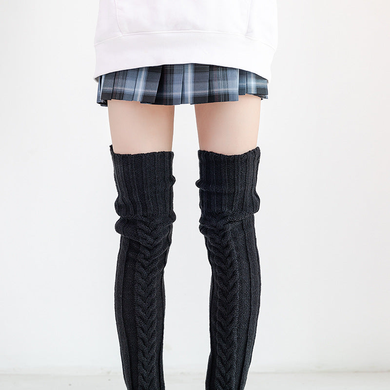 Mohair Long Tube Knee Stacking Socks Women, Cross-border Long Tube Extended Knitted Wool Socks Women