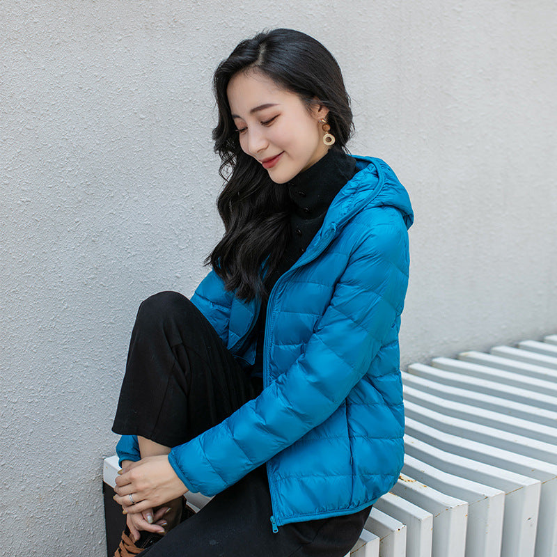 New Light Down Jacket Women's White Duck Down Hooded Down Jacket Women's Short Coat