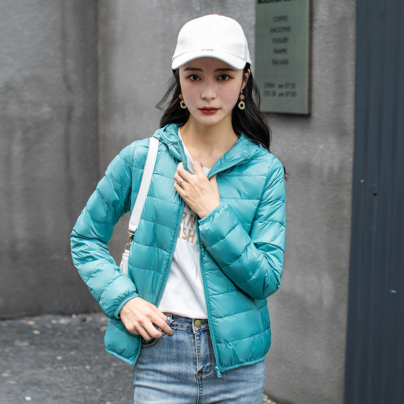 New Light Down Jacket Women's White Duck Down Hooded Down Jacket Women's Short Coat