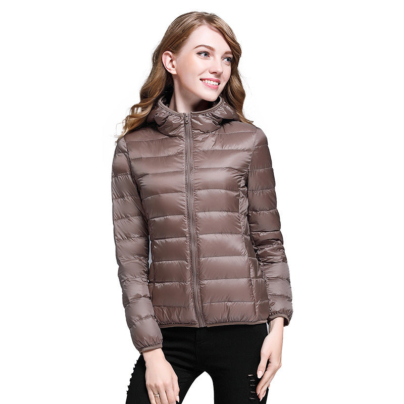 New Light Down Jacket Women's White Duck Down Hooded Down Jacket Women's Short Coat