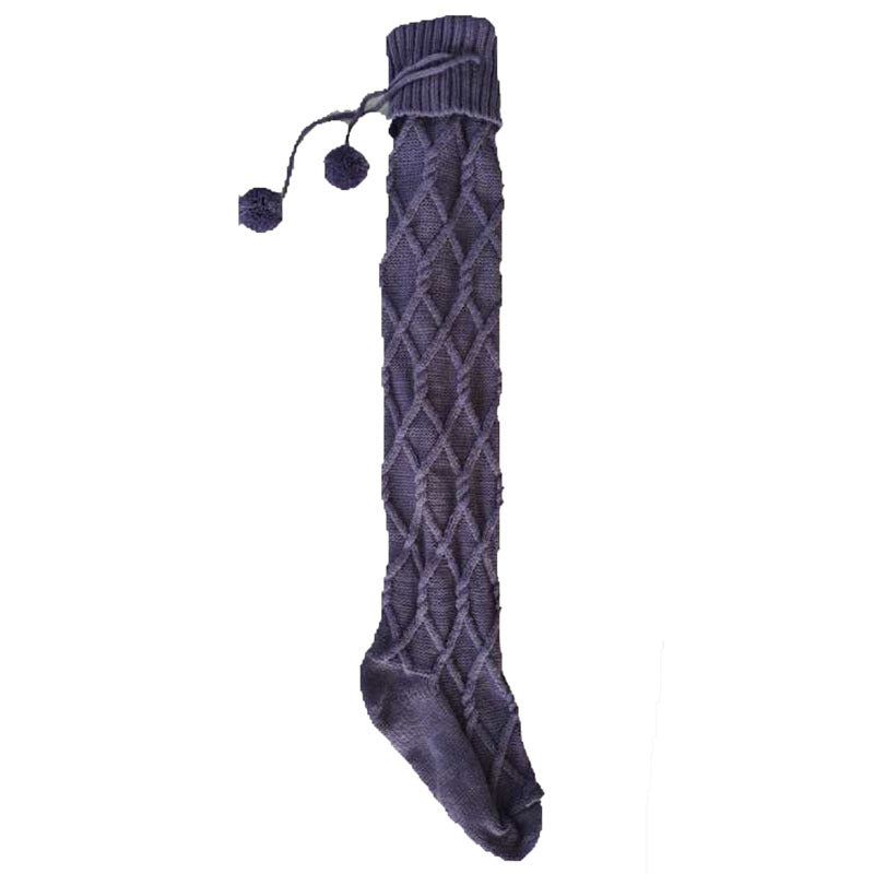 Popular Knitted Wool Socks for Women, Knee-stacking Socks with Hairballs