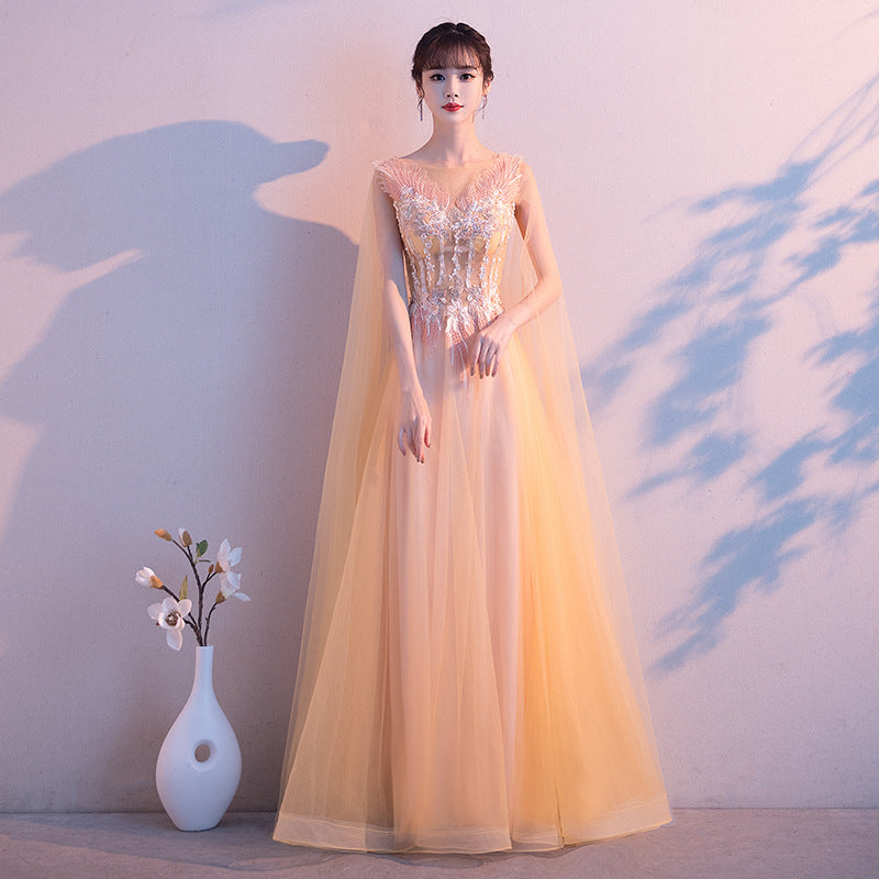 Evening Dress Female New Banquet Temperament Long Fairy Solo Chorus Performance Aura Queen