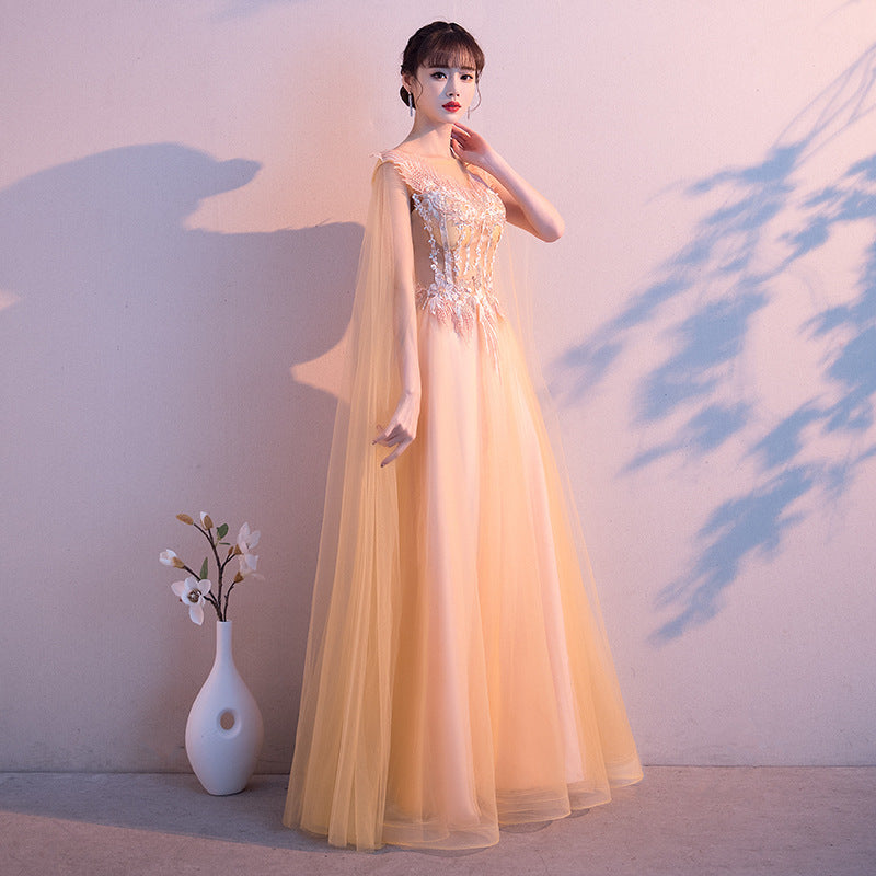 Evening Dress Female New Banquet Temperament Long Fairy Solo Chorus Performance Aura Queen