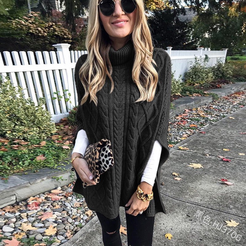 New Turtleneck Solid Color Street Hipster Sweater Loose Fashion Sweater Women's Shawl