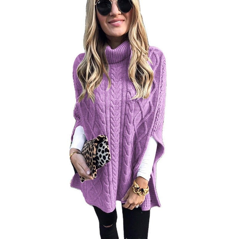 New Turtleneck Solid Color Street Hipster Sweater Loose Fashion Sweater Women's Shawl