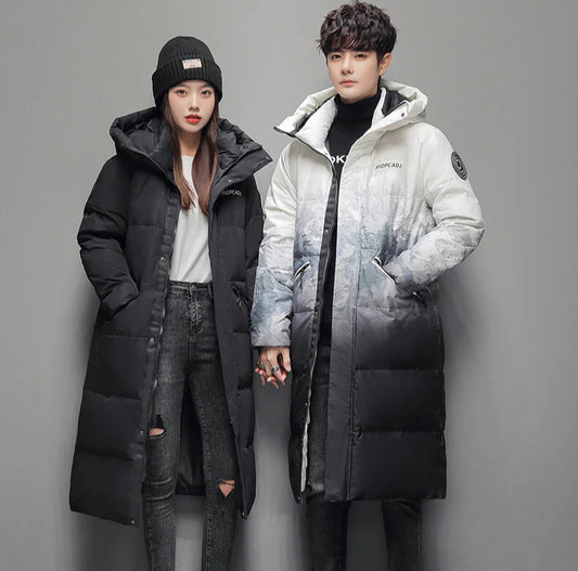 Winter Gradual Change Down Jacket Can Be Two Open Men's Medium and Long Knee New Thickened Snow Mountain Fashion Coat