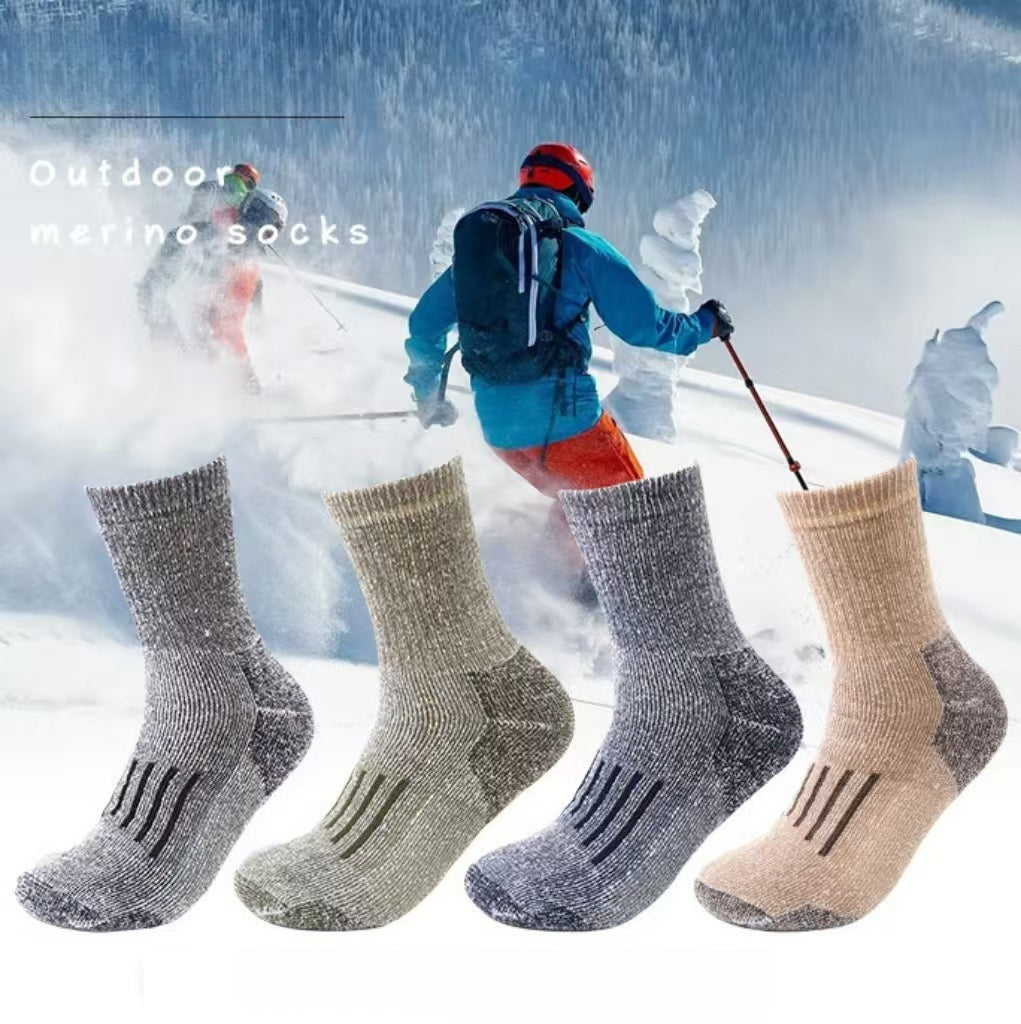 Merino Wool Full Terry Men's Socks Thick Needle 108 Needle Anti-silk Braided Long Elastic Band Mid-leg Men's Socks