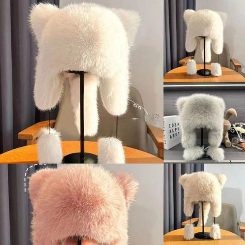 Environmentally Friendly Hair Imitation Fox Hair Raccoon Thickened Warm Princess Fashionable Ear Protection Hat
