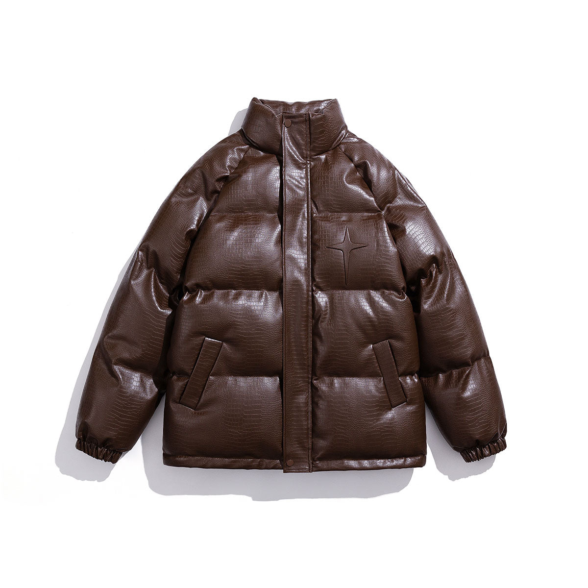Oversized White Croc Jacket w/ Steel Letters - Trend Cotton Statement Coat