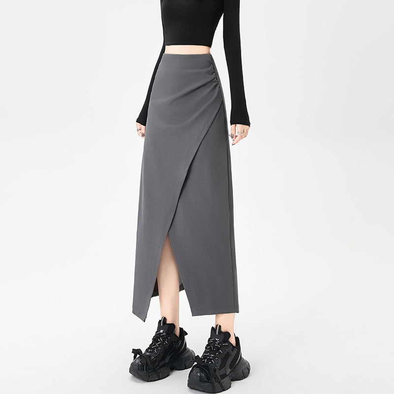 Power Midi Skirt: Sculpted Waist Pleats + Strategic Slit | Modern Tailoring