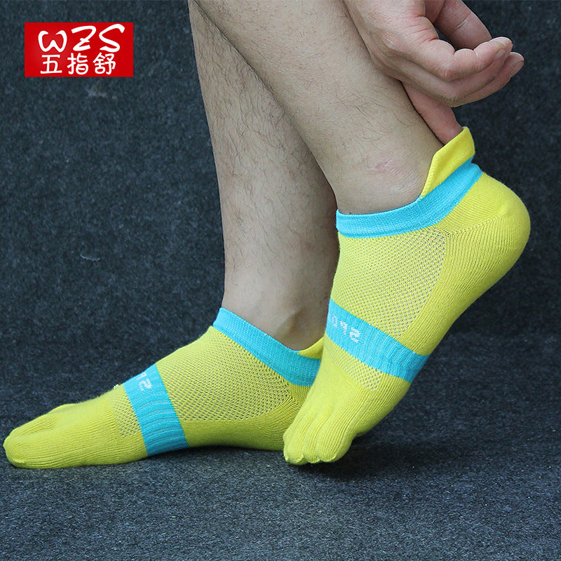 Men’s Breathable Cotton Five-Toe Sports Socks - Summer Lightweight Toe Socks with Moisture-Wicking & Barefoot Feel for Running, Yoga, Gym-5PRS