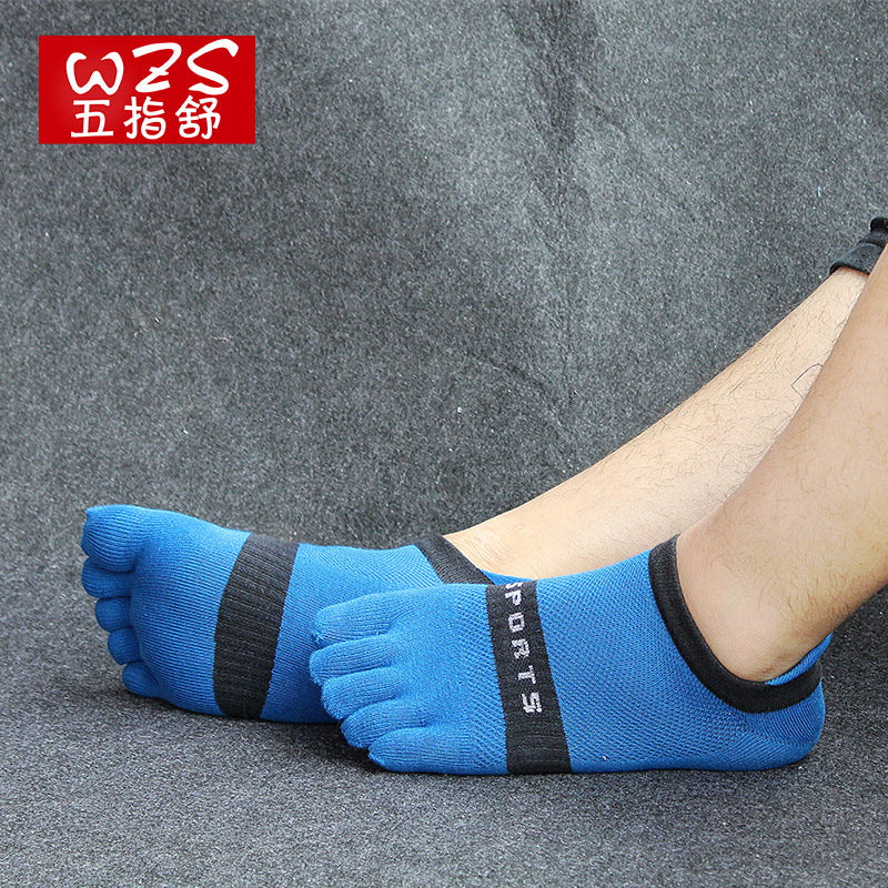 Men’s Breathable Cotton Five-Toe Sports Socks - Summer Lightweight Toe Socks with Moisture-Wicking & Barefoot Feel for Running, Yoga, Gym-5PRS