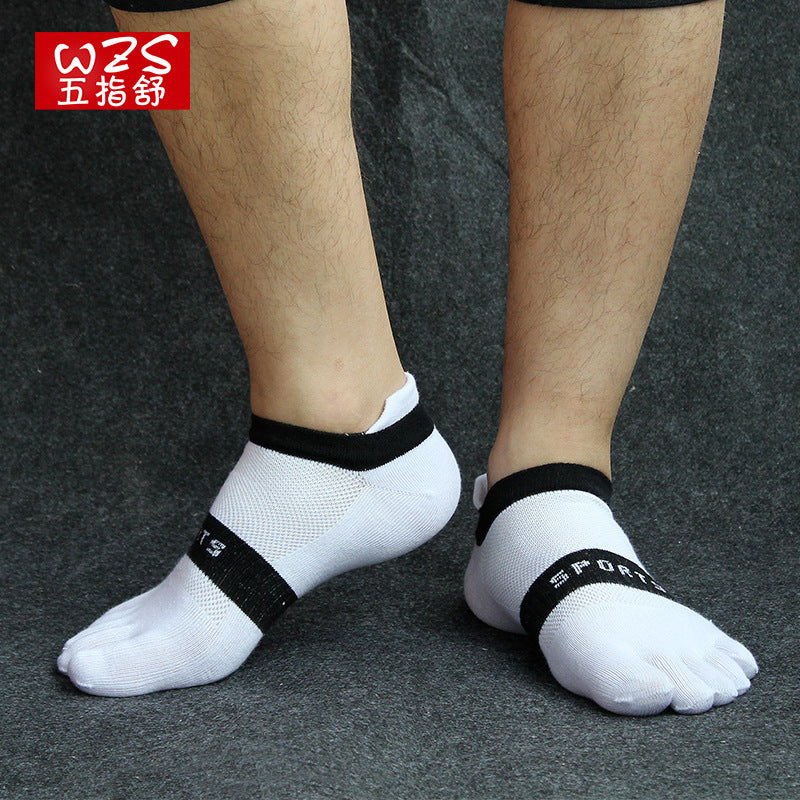 Men’s Breathable Cotton Five-Toe Sports Socks - Summer Lightweight Toe Socks with Moisture-Wicking & Barefoot Feel for Running, Yoga, Gym-5PRS