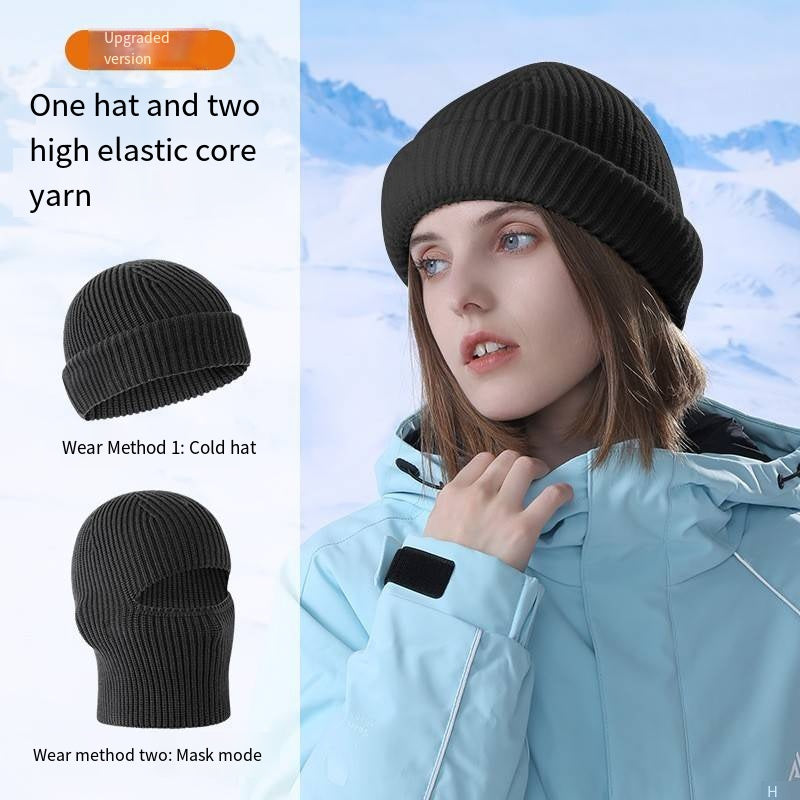 Free shipping autumn and winter warm knitted cold hat versatile men's outdoor riding thickened warm headgear windproof breathable mask
